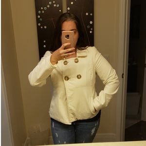 Old Navy White Suede Waist Length Peacoat